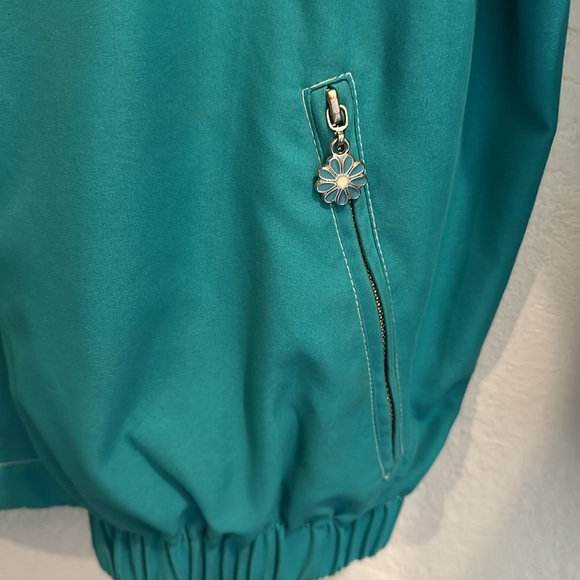 VTG Alfred Dunner light jacket teal white flowers - Picture 4 of 5